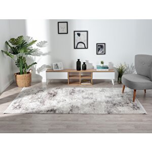 Tokyo 1701 Gri Halı Antrasit Detaylı Modern Klasik Desen Akrilik Halı Kaymaz Taban Tozuaz Salon Halı 97x300 cm