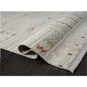 Lotus 8573 Gri Halı Renkli Iskandinav Desenli Modern İnce Akrilik Tozuaz Salon Yatak Odası Halısı