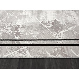 Dark Dk006g Gri Halı Eskitme Geometrik Detaylı Kenar Çerçeveli Akrilik Tozuaz Modern Salon Halısı