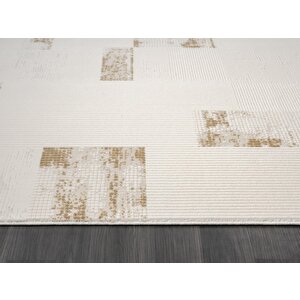 Truva Tv035s Krem Rengi Halı Gold Geometrik Detaylı Akrilik Yumuşak Modern Salon Halısı