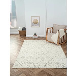 Lenda Ld004a Gri Kilim Antrasit Detaylı Ince Antialerjik Kaymaz Taban Makinada Yıkanabilir Halı 100x300 cm