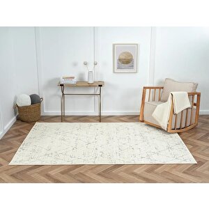 Lenda Ld004a Gri Kilim Antrasit Detaylı Ince Antialerjik Kaymaz Taban Makinada Yıkanabilir Halı 200x290 cm