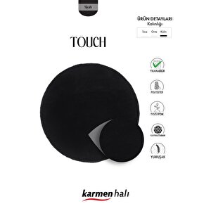 Post Touch Th001s Siyah Halı Post Peluş Kürk Halı Yuvarlak Daire 90x140 cm