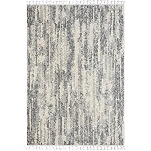 Wool Wl001a Gri Halı Antrasit Detaylı Sisal Bukle Dekoratif Kabartmalı Tozsuz Antialerjik 120x180 cm