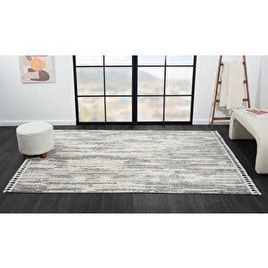Wool Wl001a Gri Halı Antrasit Detaylı Sisal Bukle Dekoratif Kabartmalı Tozsuz Antialerjik 120x180 cm