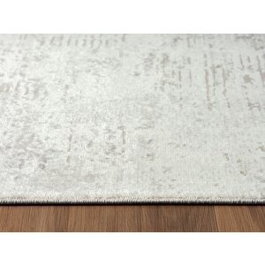 Lotus 8563 Açık Gri Halı Gri Detaylı Modern Ince Akrilik Tozuaz Salon Halısı Yatak Odası Koridor