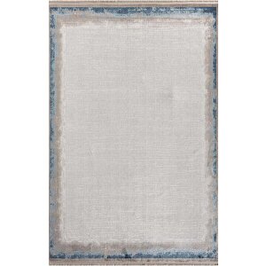Merit Mr001m Toprak Rengi Halı Lacivert Kenar Çerçeveli Ince Yumuşak Akrilik Tozuaz Modern Halı 115x180 cm