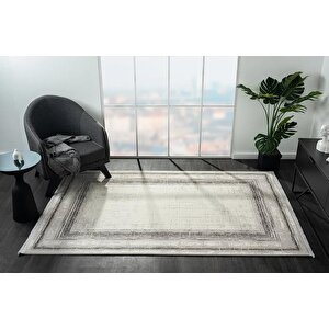 Dark Dk018g Gri Halı Antrasit Detaylı Akrilik Tozuaz Modern Salon Halısı Yatak Odası Halısı Koridor 195x290 cm