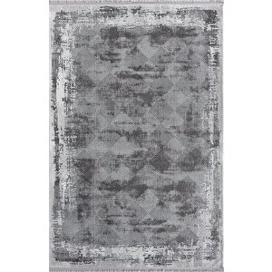 Dark Dk005g Gri Halı Antrasit Geometrik Eskitme Detaylı Akrilik Tozuaz Modern Salon Halısı 78x300 cm