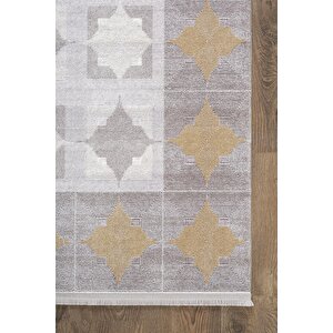 Trend Tr008a Gri Halı Gold Detaylı Klasik Geometrik Desenli Akrilik Yumuşak Salon Halısı