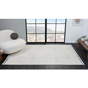 Wool Wl008a Bej Halı Sisal Bukle Dekoratif Kabartmalı Halı Tozsuz Antialerjik Salon Halısı Koridor 120x180 cm