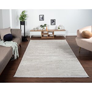 Soft 720 Gri Halı Beyaz Detaylı Modern Akrilik Tozuaz Salon Halısı Yatak Odası Halısı Koridor Halısı 120x180 cm
