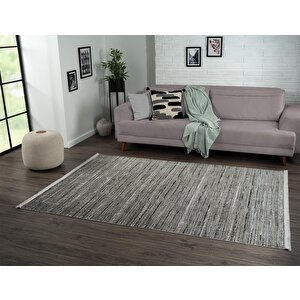 Best 109 Siyah Halı Beyaz Detaylı Ince Parlak Makinada Yıkanabilir Antialerjik Modern Salon Halısı 160x230 cm