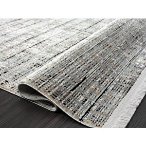 Best 109 Siyah Halı Beyaz Detaylı Ince Parlak Makinada Yıkanabilir Antialerjik Modern Salon Halısı