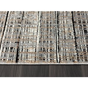 Best 109 Siyah Halı Beyaz Detaylı Ince Parlak Makinada Yıkanabilir Antialerjik Modern Salon Halısı