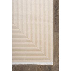 Merit Mr010a Krem Halı Vizon Bej Geometrik Detaylı İnce Yumuşak Akrilik Modern Salon Halısı