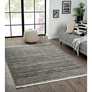 Best 109 Siyah Halı Beyaz Detaylı Ince Parlak Makinada Yıkanabilir Antialerjik Modern Salon Halısı 120x180 cm