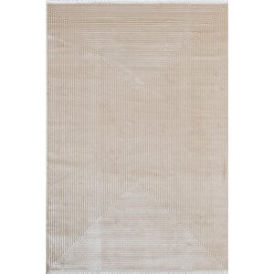 Merit Mr010a Krem Halı Vizon Bej Geometrik Detaylı İnce Yumuşak Akrilik Modern Salon Halısı 95x200 cm