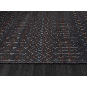 Lenda Ld003a Antrasit Kilim Renkli Detaylı Ince Antialerjik Kaymaz Taban Makinada Yıkanabilir Salon