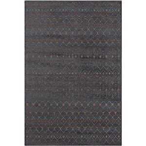 Lenda Ld003a Antrasit Kilim Renkli Detaylı Ince Antialerjik Kaymaz Taban Makinada Yıkanabilir Salon 120x180 cm