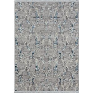 Best 110 Gri Halı Spor Desen Lacivert Detaylı Ince Parlak Makinada Yıkanabilir Antialerjik Modern 160x230 cm