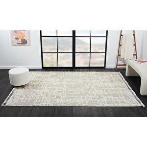 Wool Wl007a Bej Halı Sisal Bukle Dekoratif Kabartmalı Halı Tozsuz Antialerjik Salon Halısı Koridor 100x200 cm