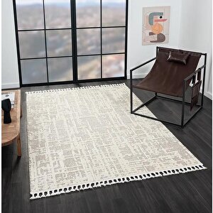 Wool Wl007a Bej Halı Sisal Bukle Dekoratif Kabartmalı Halı Tozsuz Antialerjik Salon Halısı Koridor 120x180 cm