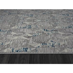 Best 110 Gri Halı Spor Desen Lacivert Detaylı Ince Parlak Makinada Yıkanabilir Antialerjik Modern