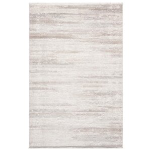 Truva Tv036a Krem Rengi Halı Gri Ve Bej Detaylı Akrilik Yumuşak Salon Halısı 77x150 cm