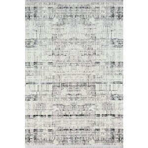Best 107 Beyaz Halı Siyah Detaylı İnce Parlak Makinada Yıkanabilir Antialerjik Modern Salon Halısı 80x150 cm