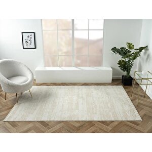 Elegance Eg011a Gri Halı Bej Detaylı Modern Viskon Doğal Iplik Bambu Halı Tozu Az Salon Halısı 97x200 cm