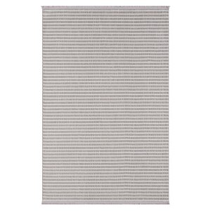 Sümer Sm008a Gri Beyaz Çizgi Desen Halı Dekoratif Modern Tozuyok Antialerjik Salon Halısı Koridor 77x150 cm