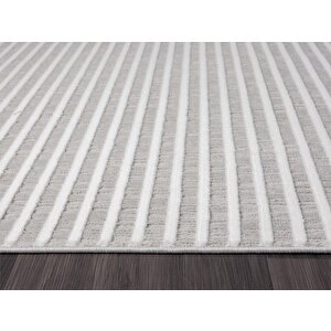 Sümer Sm008a Gri Beyaz Çizgi Desen Halı Dekoratif Modern Tozuyok Antialerjik Salon Halısı Koridor