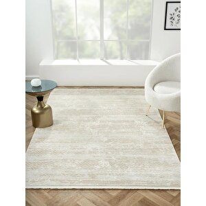 Elegance Eg011a Gri Halı Bej Detaylı Modern Viskon Doğal Iplik Bambu Halı Tozu Az Salon Halısı 78x300 cm