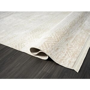 Elegance Eg011a Gri Halı Bej Detaylı Modern Viskon Doğal Iplik Bambu Halı Tozu Az Salon Halısı
