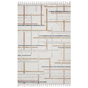 Sümer Sm011a Krem Rengi Halı Renkli Geometrik Desenli Dekoratif Modern Antialerjik Salon Halısı 97x300 cm