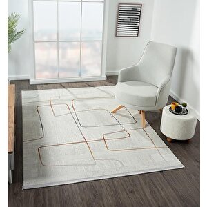 Lotus 8572 Gri Halı Renkli Geometrik Desenli Modern İnce Akrilik Tozuaz Salon Yatak Odası Halısı 80x300 cm