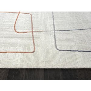 Lotus 8572 Gri Halı Renkli Geometrik Desenli Modern İnce Akrilik Tozuaz Salon Yatak Odası Halısı