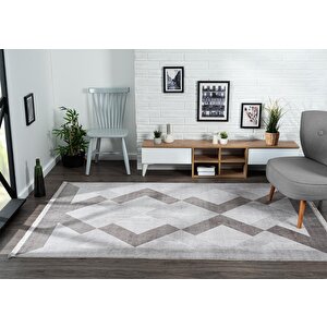 Trend 4102 Gri Akrilik Pamuk Yumuşak Modern Mutfak Yatak Odası Salon Oturma Halısı 95x200 cm
