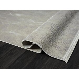 Best 111 Gri Halı Spor Desen Ince Parlak Makinada Yıkanabilir Antialerjik Modern Salon Halısı