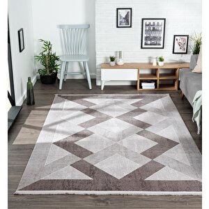 Trend 4102 Gri Akrilik Pamuk Yumuşak Modern Mutfak Yatak Odası Salon Oturma Halısı 152x230 cm