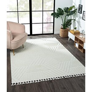 Loop Lp001a Beyaz Halı Dekoratif Sisal Bukle Tozsuz Antialerjik Salon Halısı Yatak Odası Koridor 80x300 cm