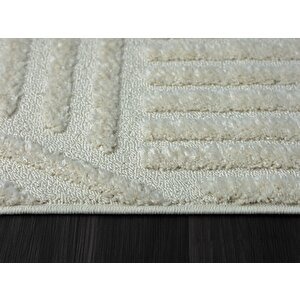 Loop Lp001a Beyaz Halı Dekoratif Sisal Bukle Tozsuz Antialerjik Salon Halısı Yatak Odası Koridor