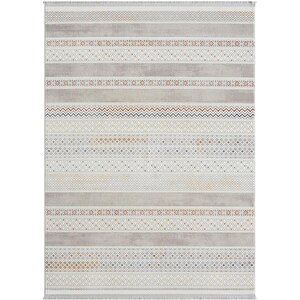 Lotus 8571 Gri Halı Renkli Kilim Desenli Modern İnce Akrilik Tozuaz Salon Oturma Odası Halısı 100x200 cm