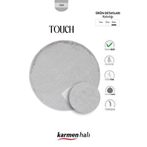 Post Touch Th001g Antrasit Halı Post Peluş Kürk Halı Yuvarlak Daire 90x140 cm