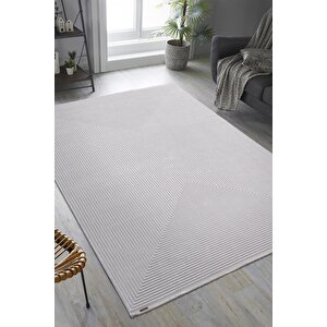 Trend Tr011a Gri Halı Geometrik Detaylı Akrilik Yumuşak Salon Halısı Oturma Odası Halısı 95x200 cm