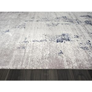Elegance Eg013a Gri Halı Lacivert Detaylı Modern Viskon Doğal Iplik Bambu Halı Tozu Az Salon Halısı