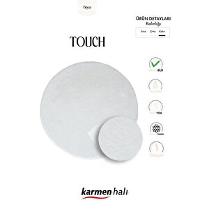 Post Touch Th001w Beyaz Halı Tavşan Tüyü Post Peluş Kürk Halı Yuvarlak Daire 80x200 cm
