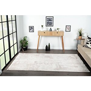 Truva 8356 Oval Krem Halı Bej Detaylı Kalın Akrilik Tozuaz Modern Salon Halısı Yatak Odası Koridor 156x230 cm