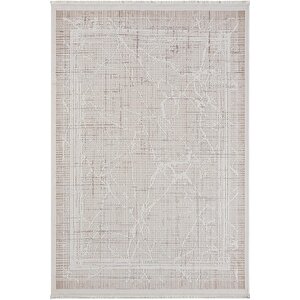 Truva Tv015a Bej Vizon Detaylı Kalın Akrilik Tozuaz Modern Salon Halısı Yatak Odası Halısı Koridor 130x190 cm